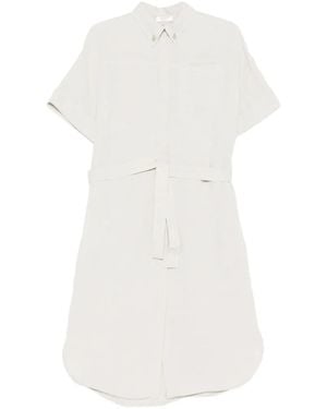 Panicale Belted Shirt Midi Dress - White