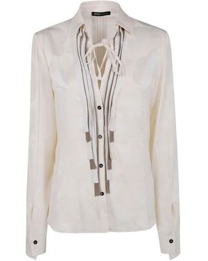 Ibrigu Camisa Con Lazo En El Cuello - Blanco