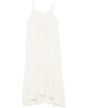 ELEH Pinstriped Asymmetric Dress - White