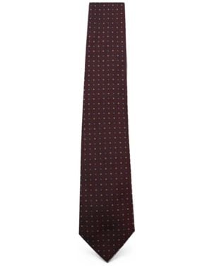 Canali Geometric-Pattern Silk Tie - Purple