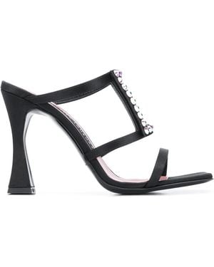 Les Petits Joueurs Hoya Studded Satin Sandals - Black