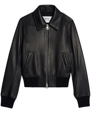 Ami Paris ジップ レザージャケット - ブラック