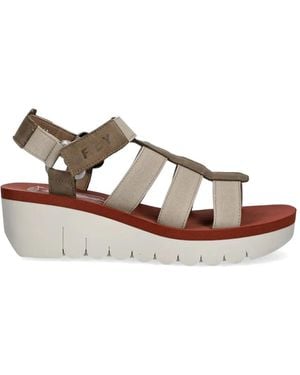 Fly London Sandali Con Chiusura A Strappo - Marrone