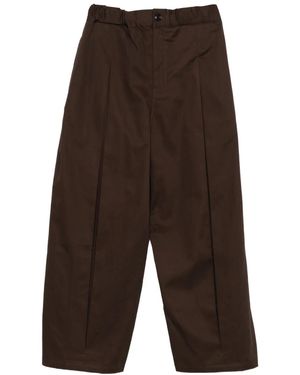 SAGE NATION Box-Pleat Elasticated-Waist Trousers - Brown
