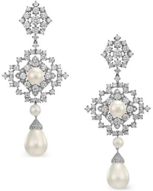 Anabela Chan Pixelise Ohrringe Aus Rhodium-Vermeil Mit Perle Und Weißen Diamanten