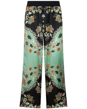 Roberto Cavalli Floral-Print Wide-Leg Trousers - Green
