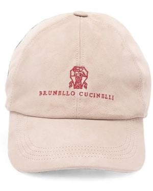 Brunello Cucinelli Logo-Embroidered Suede Baseball Cap - Rosa
