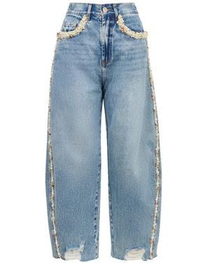 PATBO Camila Coelho Distressed Beaded Pants - Blue