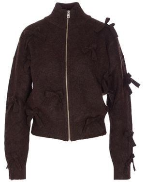 Aniye By Bow-detail Zip-front Jacket - ブラウン
