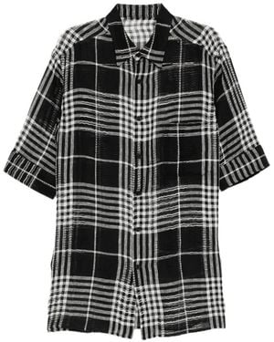Yohji Yamamoto Check-Print Semi-Sheer Shirt - Black