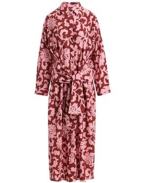 Essentiel Antwerp Floral-Print Tie-Waist Shirt Dress - Red