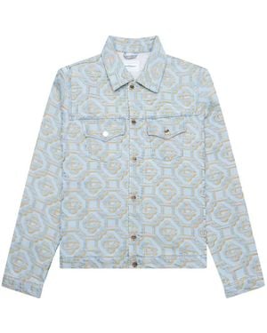 CASABLANCA Monogram-Jacquard Denim Jacket - Blue