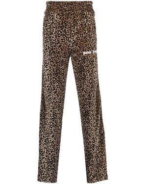 Palm Angels Leopard-Print Track Trousers - Grey