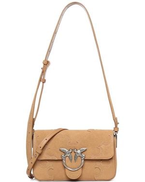Pinko Mini Sac Porté Épaule Love Bag One Slouchy En Daim Avec Incrustations - White