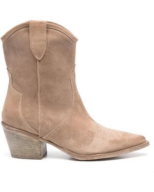 CURIOSITÉ Bottines D'Inspiration Western À Broderies - Neutre