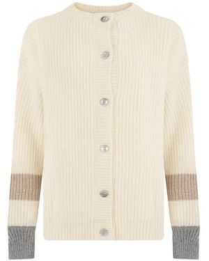 Moorer Cardigan Alexis-Tcl A Coste Con Design Color-Block - Bianco