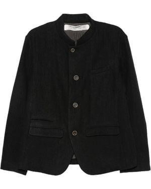 Individual Sentiments Mandarin-Collar Button-Up Blazer - Black