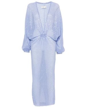 L'idée Drembellished Pleated Maxi Dress - Blue