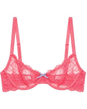 Fleur du Mal Bianca Lace Balconette Bra - Pink