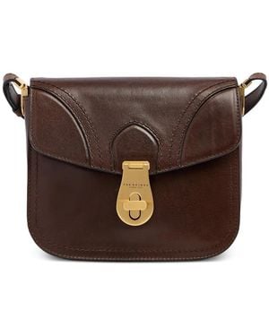 The Bridge Twist-Lock Leather Cross Body Bag - Brown