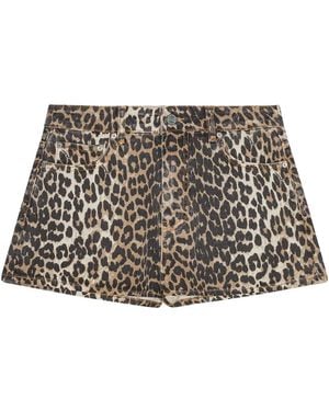 Ganni Leopard-Print Shorts - Black