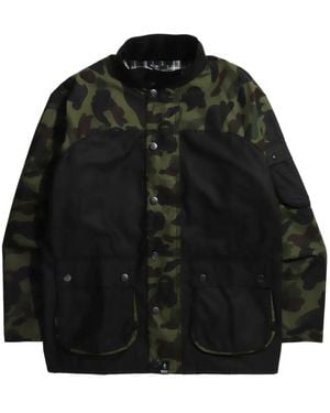 A Bathing Ape Camouflage-Patterned Buttoned Jacket - Black