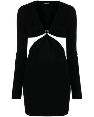 DSquared² Logo-Embellished Cut-Out Minidress - Black