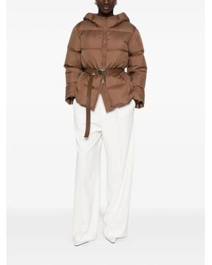 Max Mara Belted Hooded Quilted Jacket - White