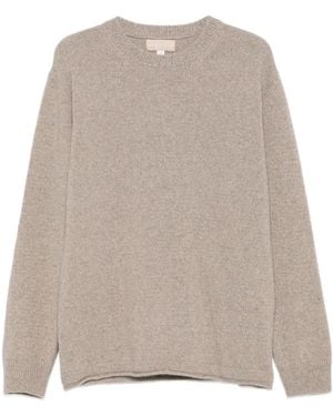 120% Lino Pullover mit rundem Ausschnitt - Natur