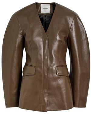 Nanushka Erina V-Neck Jacket - Brown