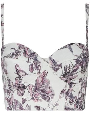 L'Agence Sonya Butterfly-Print Blouse - Grey