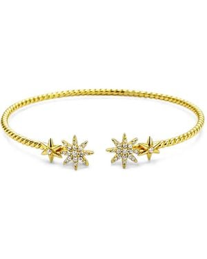 Velora Vie Pavé Starburst Open Cuff Bracelet - Metallic