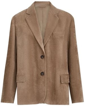 Brunello Cucinelli Fluid Corduroy Blazer With Monili - Brown