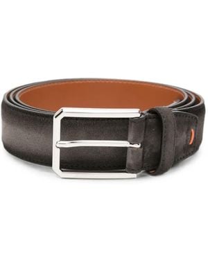 Santoni Suede Buckle-Fastening Belt - Brown