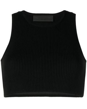 Fear Of God Logo-Patch Ribbed Crop Top - Black