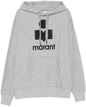 Isabel Marant Miley Logo-Print Drawstring Hoodie - Gray