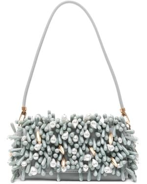 Cult Gaia Perla Bead-Embellished Shoulder Bag - White