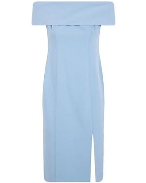 Ralph Lauren Woven "Bodycon" Midi Dress - Blue