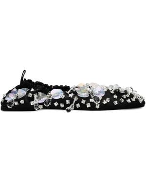ANOUKI Crystal-Embellished Satin Ballet Flats - White