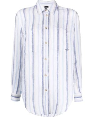 Fay Vertical-Stripe Print Linen Shirt - White