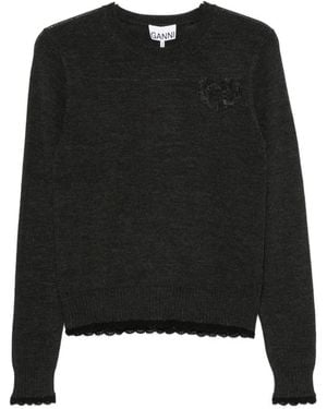 Ganni Logo-Detail Sweater - Black