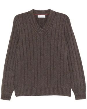Brunello Cucinelli Jersey De Canalé - Marrón