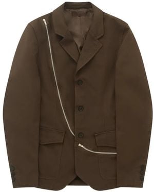 Comme des Garçons Zip-Detail Twill Jacket - Brown