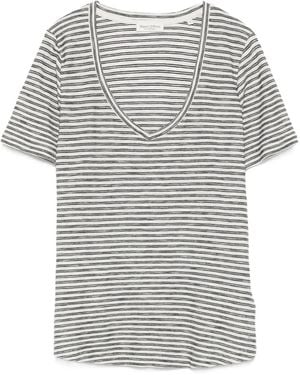 Marc O' Polo Striped V-Neck T-Shirt - Gray