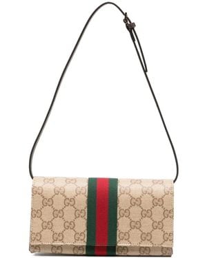 Gucci Ophidia Small Pouch With Strap And Web - White