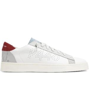 P448 Logo-Perforated Trainers - White