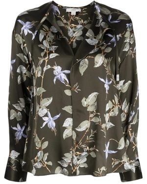 Vince Bellflower Silk Blouse - Black