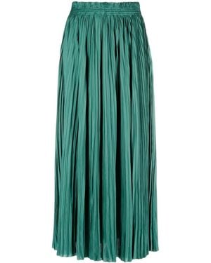 Ulla Johnson Pleated Satin Midi Skirt - Green