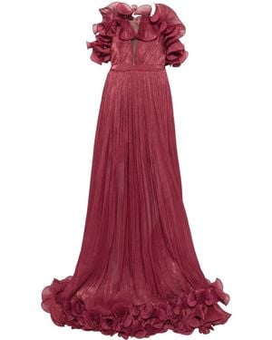 Ana Radu Ruffle-Trim Gown - Red