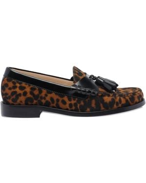 Stuart Weitzman Tassel-embellished leopard-print loafers - Braun